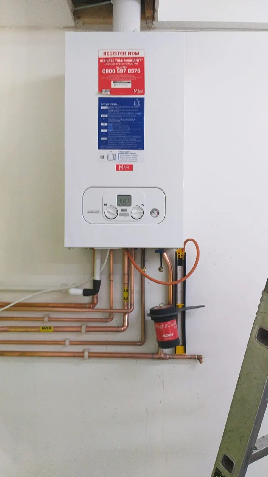 New Main combi boiler installation with copper pipework, Birmingham